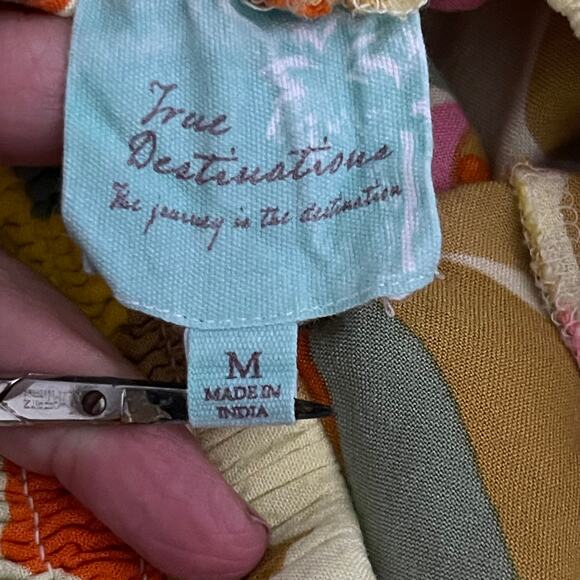 True Destination Resort Wear Bohemian Retro Flare Pants Wide Leg Size Medium - Picture 5 of 10